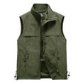 thumbnail image 1 of Atogsazn Men Casual Zipper Jacket Loose Stand Collar Sleeveless Muti Pockets Tank Top for Men Solid Color Coat 04-Army Green L on Clearance, 1 of 4