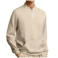 thumbnail image 1 of Atogsazn Men's 1/4 Zip Sweatshirt Casual Long Sleeve Pullover Jogger Sweatshirts Fall Outfit Clothing Khaki XXXL Fashion, 1 of 6