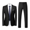 thumbnail image 1 of Atogsazn Men's 2 Piece Blazer Sets Casual Single Breasted Long Sleeve Bussiness Work Sets Wedding Outfits Clothing B-Black XL, 1 of 5