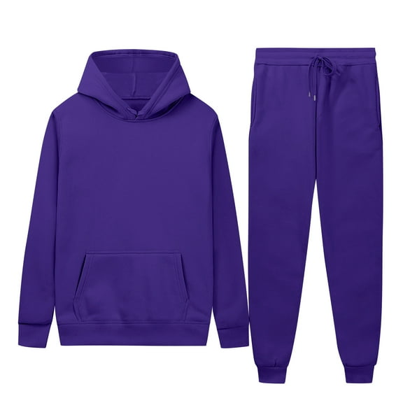 Atogsazn Men's 2 Piece Jogger Set Casual Oversized Long Sleeve Hooded Sweatshirt and Pants Fall Winter Clothing Dark Purple XXL