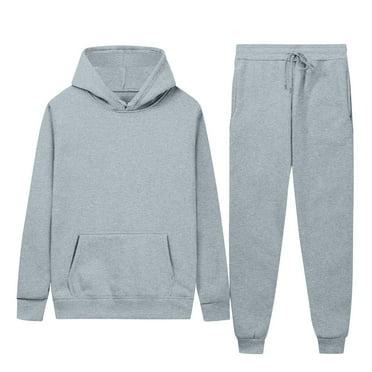 Atogsazn Men's 2 Piece Jogger Set Casual Oversized Long Sleeve Hooded Sweatshirt and Pants Fall Winter Clothing Gray XXXL on Clearance