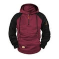 thumbnail image 1 of Atogsazn Men's Cargo Hoodies Casual 1/4 Zip Tactical Hoodie Casual Fleece Sweatshirt Fall Clothes Tops 04-Wine XXL Fashion, 1 of 3