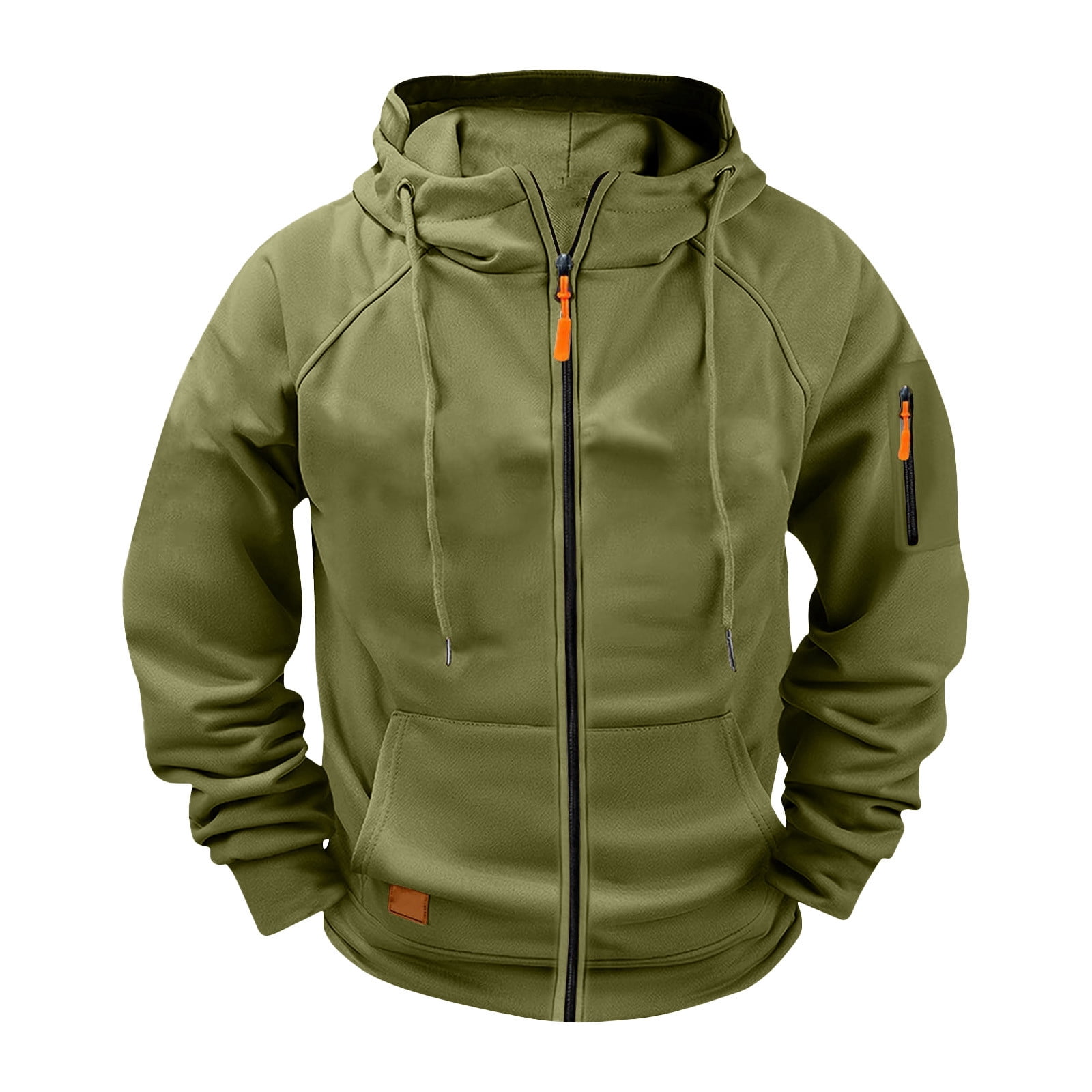 Men's Zip Up Hoodie Fleece - Cargo Tactical Long Sleeve Hooded Sweatshirt With Multiple Pockets