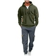 thumbnail image 1 of Atogsazn Men's Cargo Sweatsuit Quarter Zip Pullover Sweatshirt Sweatpant Sets 2 Piece Tactical Outfit Hiking Set 01-Army Green S Fashion, 1 of 5