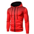 thumbnail image 1 of Atogsazn Men's Casual Hooded Jacket Winter Zipper Long Sleeve Jacket for Men hin Velvet Sweater Coat Red M on Clearance, 1 of 4