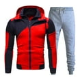 thumbnail image 1 of Atogsazn Men's Casual Hoodies Full Zip Jogger Colorblock Long Sleeve Hooded Sweatshirts and Pants Set Fall Winter Clothing A-Red XXXL, 1 of 8
