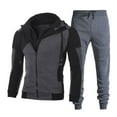thumbnail image 1 of Atogsazn Men's Casual Hoodies Full Zip Jogger Colorblock Long Sleeve Hooded Sweatshirts and Pants Set Fall Winter Clothing B-Black XXL, 1 of 8