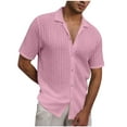 thumbnail image 1 of Atogsazn Men's Casual Summer Beach Shirts Button Down Short Sleeve Crochet Guayabera Shirts 01-Pink S, 1 of 9