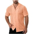 thumbnail image 1 of Atogsazn Men's Casual Summer Beach Shirts Button Down Short Sleeve Crochet Guayabera Shirts 02-Orange S, 1 of 7