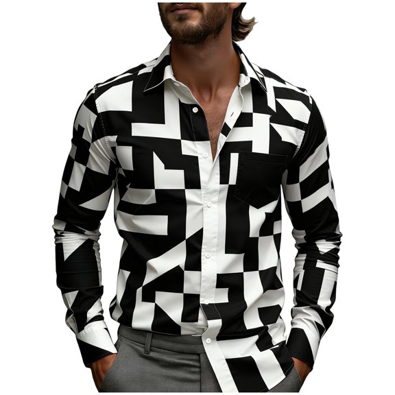 Atogsazn Men's Casual Summer Shirt Button Down Long Sleeve Shirts Bussines Work Outfit Tops Clothing with Pocket Beige XXL Fashion