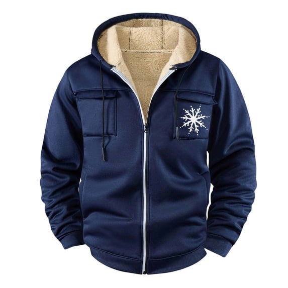 Atogsazn Men's Christams Sherpa Lined Hoodie Casual Full Zip Fleece Long Sleeve Jacket Winter Warm Tops Clothing 05-Blue M Fashion