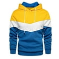thumbnail image 1 of Atogsazn Men's Colorblock Hoodies Casual Fleece Pullover Long Sleeve Hooded Sweatshirts Fall Winter Clothing A-Yellow S, 1 of 4