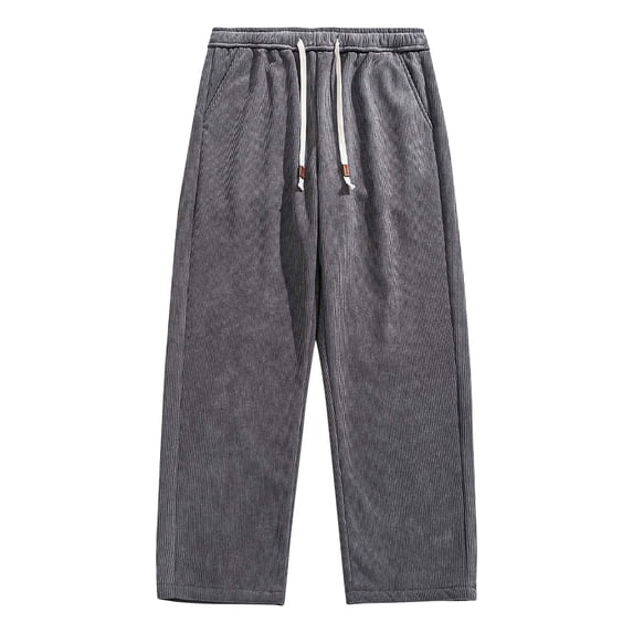 Atogsazn Men's Corduroy Wide Leg Pant Casual Loose Fit Drawstrin Sweatpant Baggy Trouser with Pocket 01-Gray XXXL Fashion