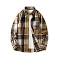thumbnail image 1 of Atogsazn Men's Flannel Plaid Shirts Casual Button Long Sleeve Shirt Oversized Jacket Tops with Pocket Spring Fall Brown L, 1 of 3