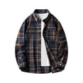 thumbnail image 1 of Atogsazn Men's Flannel Plaid Shirts Casual Button Long Sleeve Shirt Oversized Jacket Tops with Pocket Spring Fall Dark Blue M, 1 of 2