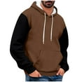 thumbnail image 1 of Atogsazn Men's Fleece Lined Hoodies Oversized Casual Colorblock Long Sleeve Hooded Sweatshirt Winter Warm Clothing Blouse B-Coffee XXXL, 1 of 4