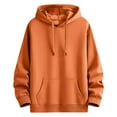 thumbnail image 1 of Atogsazn Men's Fleece Lined Hoodies Oversized Pullover Sweatshirt Hoodie Long Sleeve Sweater Cotton Tops Fall Clothes Orange M Fashion, 1 of 9