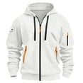 thumbnail image 1 of Atogsazn Men's Full Zip Tactical Hoodie Casual Athletic Jogger Long Sleeve Hooded Sweatshirt Hiking Sport Tops Clothing 01-White XXL Fashion, 1 of 3