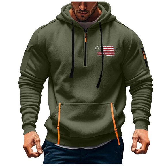 Atogsazn Men's Half Zip Hoodies Fleece Oversized Long Sleeve Pullover Sweatshirt Jogger Hiking Sweater Clothing Tops 05-Army Green XXL Fashion