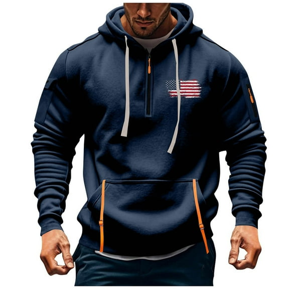 Atogsazn Men's Half Zip Hoodies Fleece Oversized Long Sleeve Pullover Sweatshirt Jogger Hiking Sweater Clothing Tops 05-Navy M Fashion