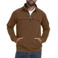 thumbnail image 1 of Atogsazn Men's Half Zip Sweatshirt Casual Pullover Sweater Fleece Fall Winter Tops Outfit Clothes with Pocket Coffee L Fashion, 1 of 4
