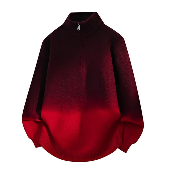 Atogsazn Men's Knitted Cotton Sweater Casual 1/4 Zip Long Sleeve Pullover Sweaters Winter Warm Tops Blouse Outerwear 06-Red M Fashion