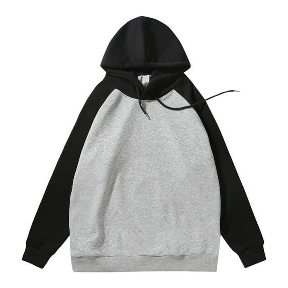 Atogsazn Men's Oversized Hoodies Colorblock Casual Long Sleeve Hooded Sweatshirt Pullover Cotton Clothing Black XL