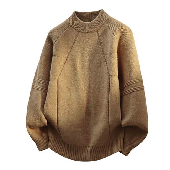 Atogsazn Men's Oversized Sweater Casual Crew Neck Long Sleeve Pullover Sweatshirt Winter Soft Tops Blouse Clothing 02-Khaki L Fashion