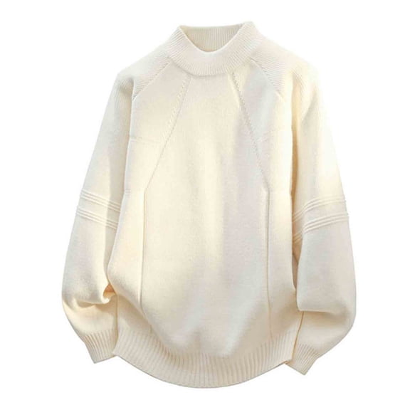 Atogsazn Men's Oversized Sweater Casual Crew Neck Long Sleeve Pullover Sweatshirt Winter Soft Tops Blouse Clothing 02-White L Fashion