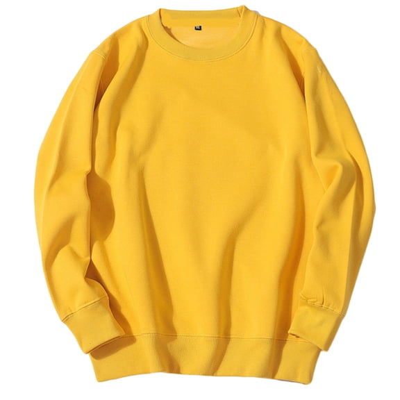 Atogsazn Men's Oversized Sweatshirt Casual Fleece Crewneck Long Sleeve Sweatshirts Spring Fall Clothes Trendy Yellow XXL Fashion