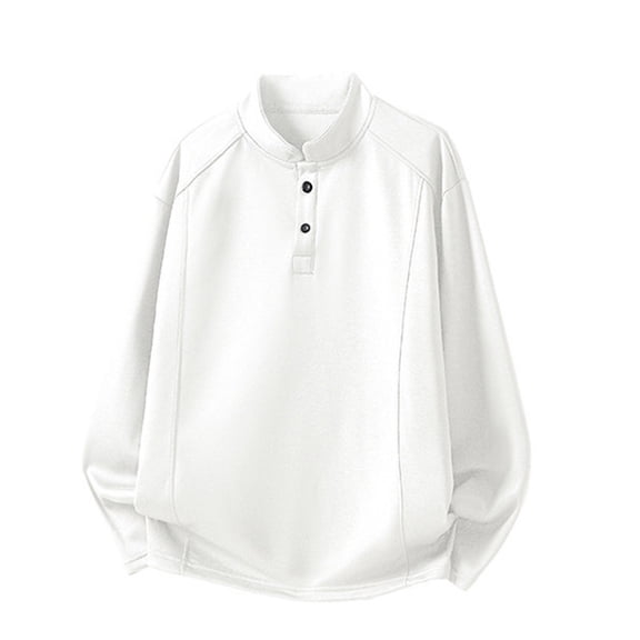 Atogsazn Men's Oversized Sweatshirt Casual Long Sleeve Pullover Button Sweatshirts Fall Winter Tops Clothes 05-White L Fashion