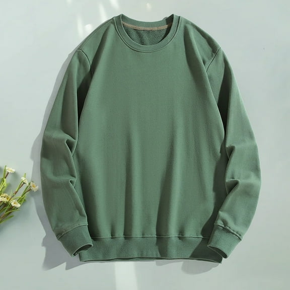Atogsazn Men's Oversized Sweatshirts Fleece Loose Pullover Sweatshirt Crewneck Long Sleeve Tops Outfit Fall Winter Army Green XL