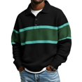 thumbnail image 1 of Atogsazn Men's Striped Button Down Sweatshirt Casual Waffle Collared Long Sleeve Pullover Sweater Fall Winter Tops Green S Fashion, 1 of 7