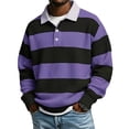 thumbnail image 1 of Atogsazn Men's Striped Button Down Sweatshirt Casual Waffle Collared Long Sleeve Pullover Sweater Fall Winter Tops Purple XXL Fashion, 1 of 8