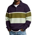 thumbnail image 1 of Atogsazn Men's Striped Button Down Sweatshirt Casual Waffle Collared Long Sleeve Pullover Sweater Fall Winter Tops Purple XXL Fashion, 1 of 8
