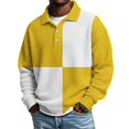 thumbnail image 1 of Atogsazn Men's Striped Button Down Sweatshirt Casual Waffle Collared Long Sleeve Pullover Sweater Fall Winter Tops Yellow XXXL Fashion, 1 of 7