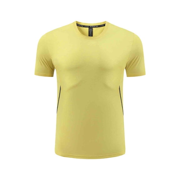 Atogsazn Men's Summer Short Sleeve Tshirt Casual Crewneck Pullover T-shirt Lightweight Athltetic Tops 04-Yellow L Fashion