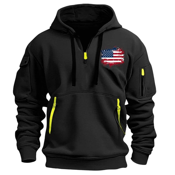 Atogsazn Men's Tactical Hoodie 1/4 Zip Long Sleeve Fleece Pullover Sweatshirt Drawstring Athletic Cargo Tops Clothes 02-Black XXL Fashion
