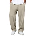 thumbnail image 1 of Atogsazn Men's Waffle Sweatpant Casual Loose Fit Elastic Waist Pant Jogger Gym Wide Leg Pant Trouser with Pocket Khaki XL Fashion, 1 of 5