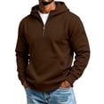 thumbnail image 1 of Atogsazn Mens 1/4 Zip Oversized Hoodies Casual Long Sleeve Hooded Sweatshirt Fall Winter Tops with Pocket Brown XXL Fashion, 1 of 8