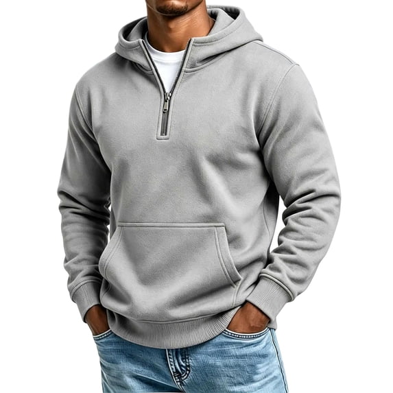 Atogsazn Mens 1/4 Zip Oversized Hoodies Casual Long Sleeve Hooded Sweatshirt Fall Winter Tops with Pocket Gray L Fashion