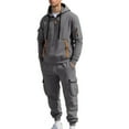 thumbnail image 1 of Atogsazn Mens Cargo Sweatsuit Quarter Zip Hoodie Sweatpant Outfit Tactical Set Jogger Fall Clothing 02-Dark Gray L Fashion, 1 of 4