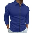 thumbnail image 1 of Atogsazn Mens Casual Cotton Jacket Lightweight Zipper Long Sleeve Jacket for Men Sport Solid Color Coat Blue M on Clearance, 1 of 4
