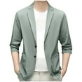 thumbnail image 1 of Atogsazn Mens Casual Jacket Lightweight Button 3/4 Sleeve Jackets with Pocket Workout Coat Green XXL Fashion, 1 of 5