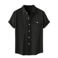 thumbnail image 1 of Atogsazn Mens Casual Short Sleeve Shirts Summer Beach Shirt Button Down Textured Shirts Vacation Hawaiian Shirts 03-Black L, 1 of 8