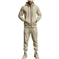 thumbnail image 1 of Atogsazn Mens Fall Track Suit Full Zip Hooded Sweatshirt Sweatpant Sets Sweatsuit Jogger Running Outfit Clothing 02-Khaki S Fashion, 1 of 8
