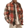 thumbnail image 1 of Atogsazn Mens Flannel Plaid Shirt Casual Button Down Long Sleeve Jacket Fleece Shacket Coat with Pocket Outfit Orange S Fashion, 1 of 7