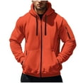 thumbnail image 1 of Atogsazn Mens Fleece Hoodie Casual Full Zip Long Sleeve Cardigan Sweatshirt Fall Winter Clothes with Pocket 01-Orange XL Fashion, 1 of 7