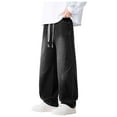 thumbnail image 1 of Atogsazn Mens Fleece Lined Jeans Casual Wide Leg Lightweight Pants Loose Fit Denim Pant Clothes Outerwear with Pocket Black XXXL Fashion, 1 of 9