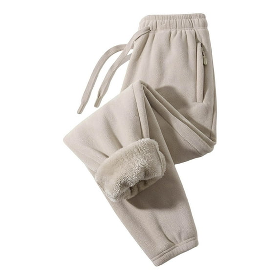 Atogsazn Mens Fleece Lined Sweatpants Fuzzy Sherpa Winter Warm Pant Soft Elastic Waist Pants Trouser 02-Khaki XXXL Fashion